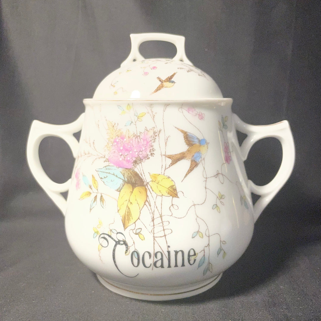 « Cocaine » : sucrier vintage unique, drôle et recyclé, style apothicaire, idéal comme cadeau