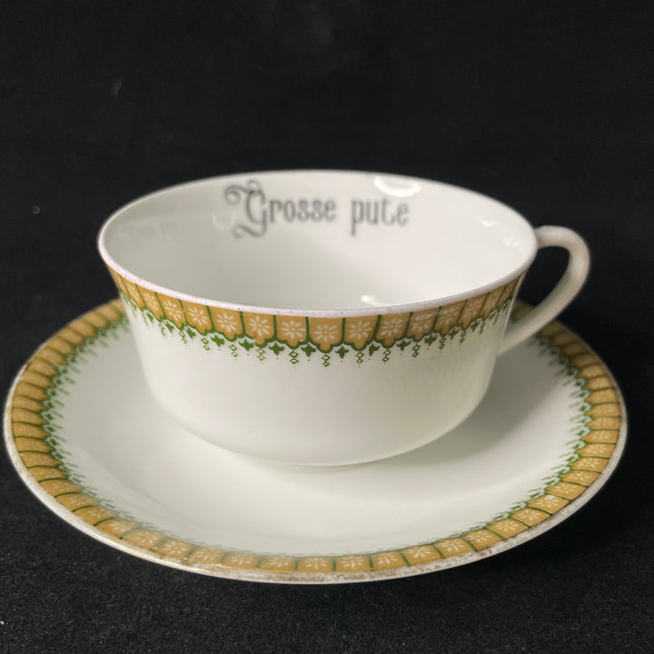 Eau de pute coffee set, Funny Unique Upcycled vintage French porcelaine gift