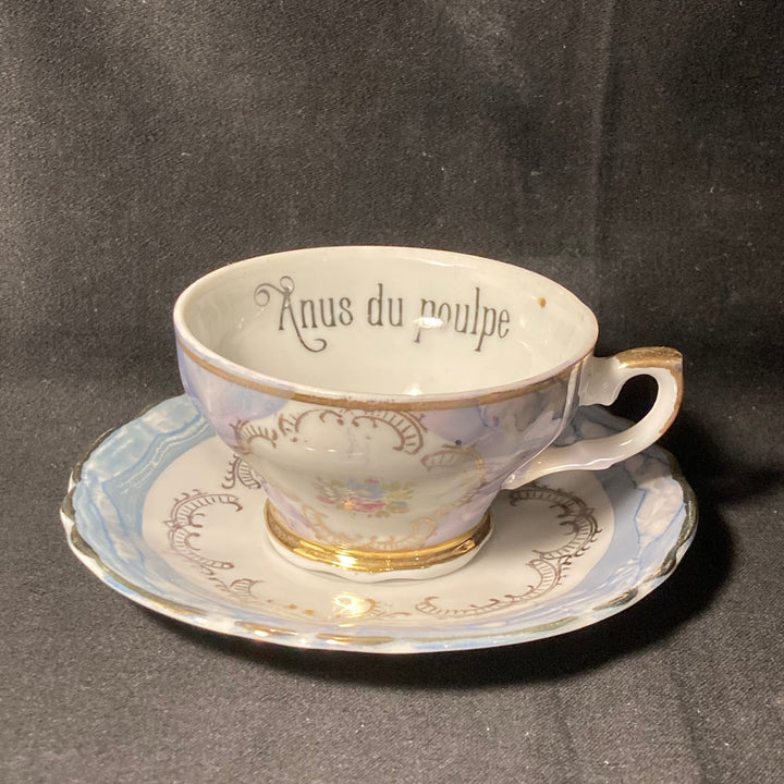 Anus du poulpe, Vulgar espresso cup, funny upcycled tasse jurons, vintage gift