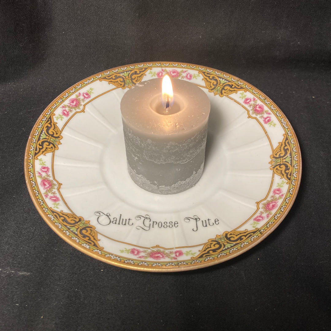 Candle Holder, Salut Grosse Pute, Funny China,Vintage Porcelain,Insult Rude