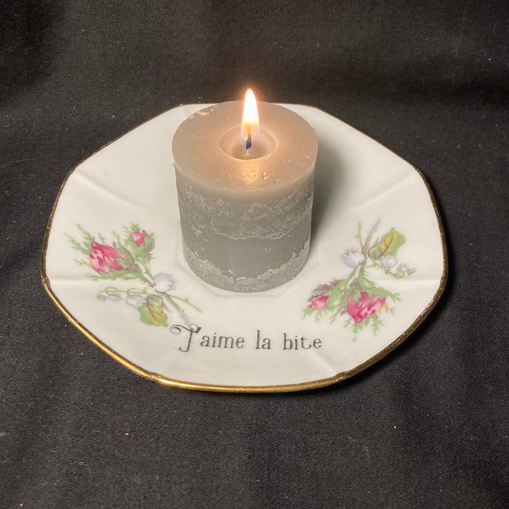 Bougeoir, Viva la vulva, Porcelaine drôle, Porcelaine vintage, Insulte grossière