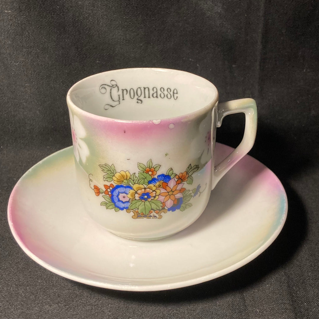 Grognasse, Vulgar espresso cup, funny upcycled tasse jurons, vintage gift