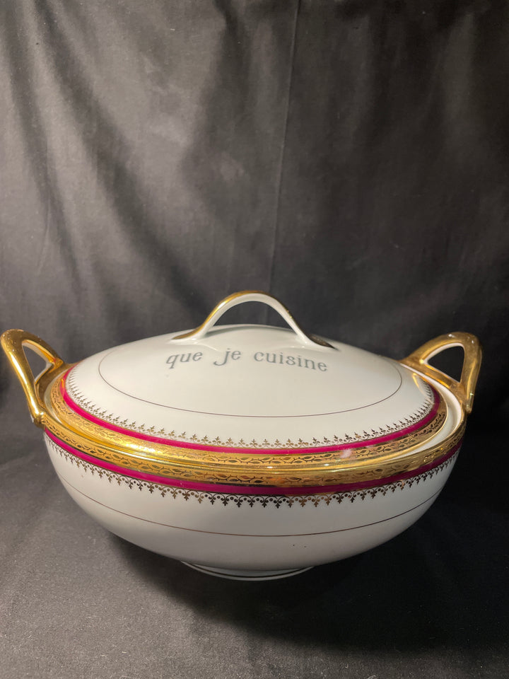 Je baise mieux que je cuisine, Unique vintage french porcelain tureen gift, party, birthday