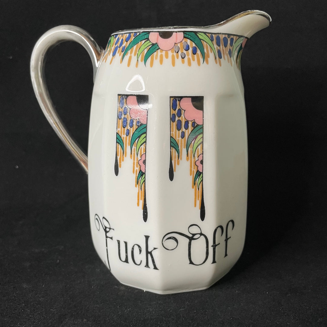 Fuck Off, vulgar funny naughty vintage upcycled porcelain jug