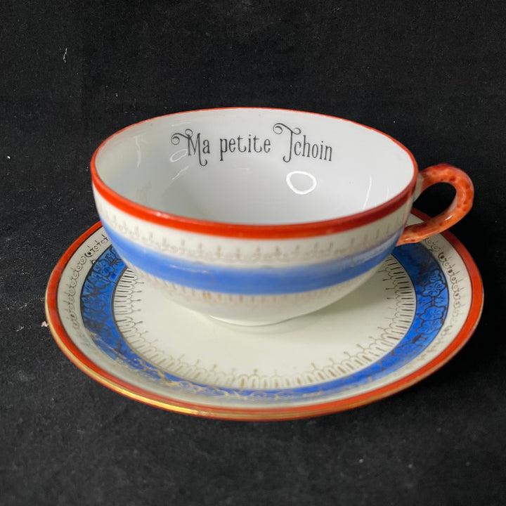 Ma petite tchoin, tea cup, vintage upcycled French porcelain gift