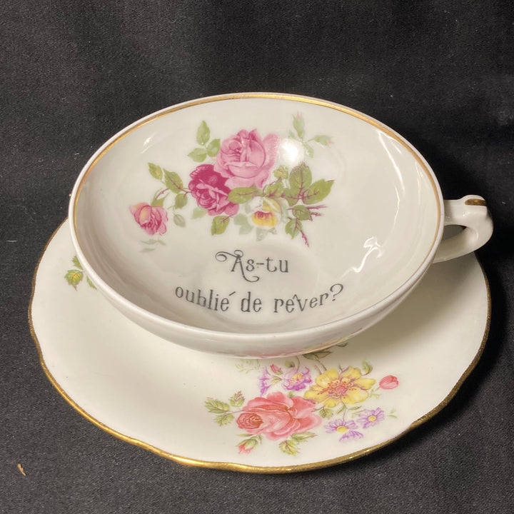 Porcelaine française vintage unique recyclée, cadeau insolite "J&