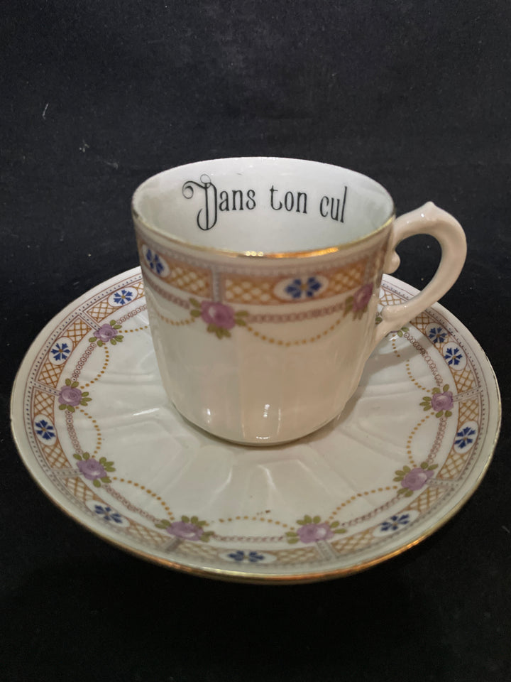 Funny Espresso Cup, Dans ton cul  ,Vintage Rude Unique Upcycled Insult lgbtq gift