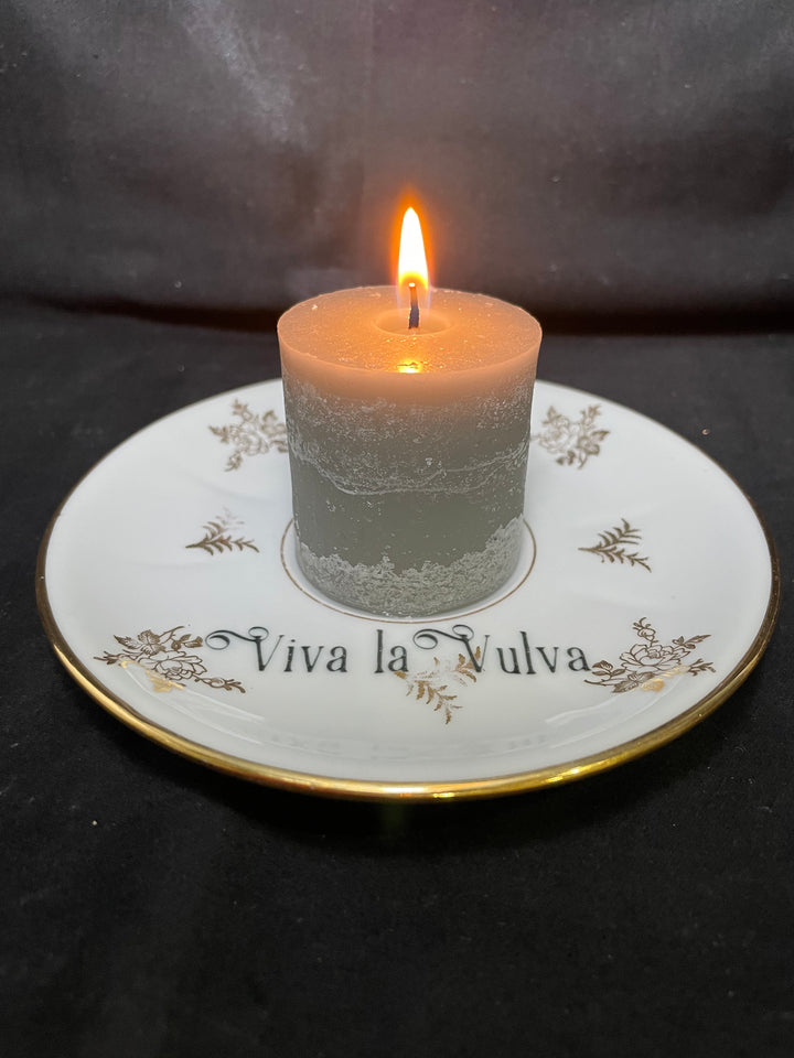 Bougeoir, Viva la vulva, Porcelaine drôle, Porcelaine vintage, Insulte grossière