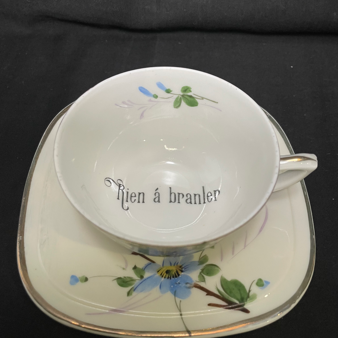 Insult Tea Cup,Rien a branler,Vintage Insult Rude Funny Tea Cup,lgbtq gift