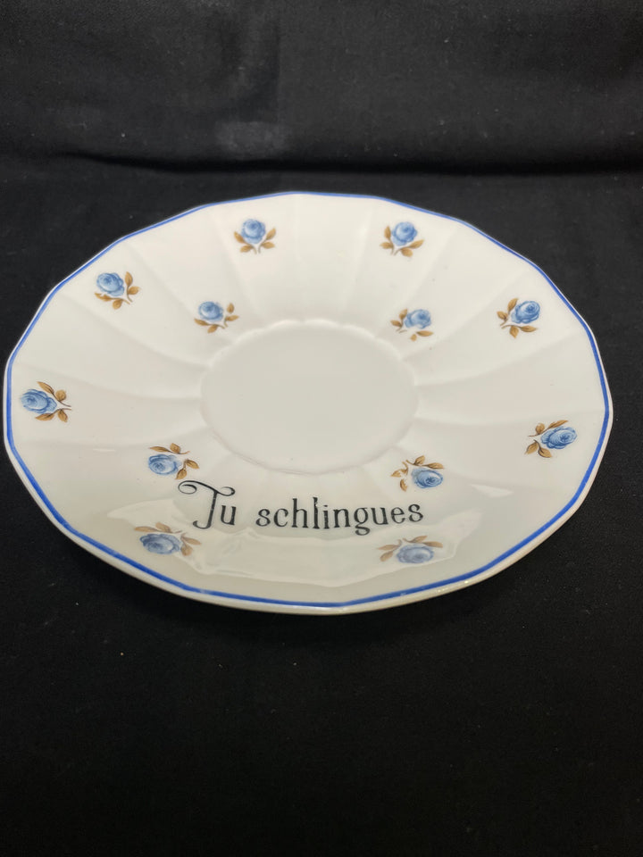Candle Holder,Tu Schlingues, Funny China,Vintage Porcelain,Insult Rude gift