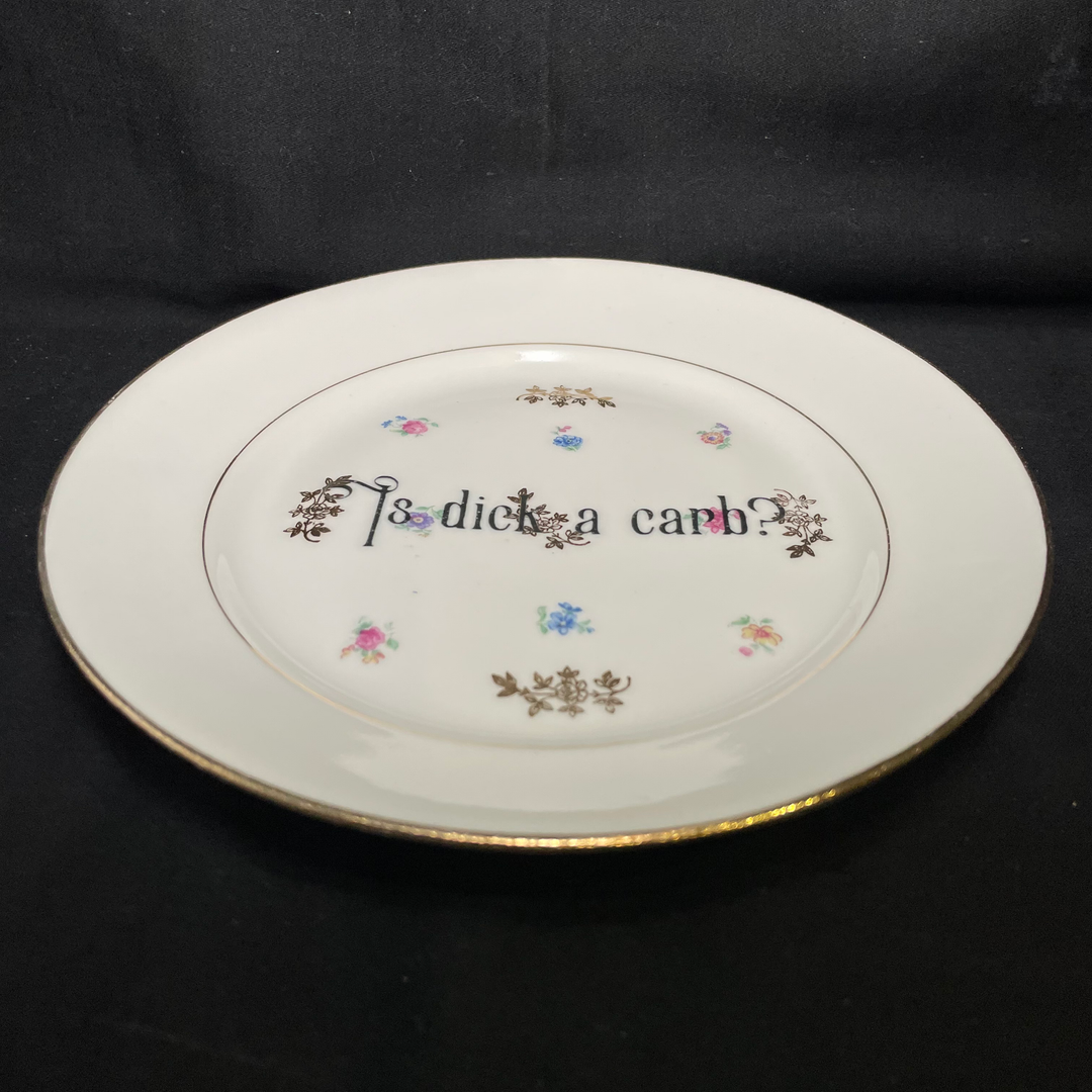 Is dick a carb?, Unique Wall Art,Kitsch,lgbtq,upcycled vintage porcelain