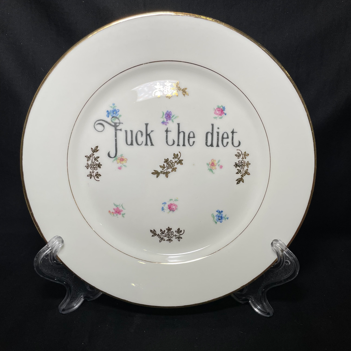 Fuck the diet, Unique Wall Art,Kitsch,lgbtq, vintage french porcelain gift