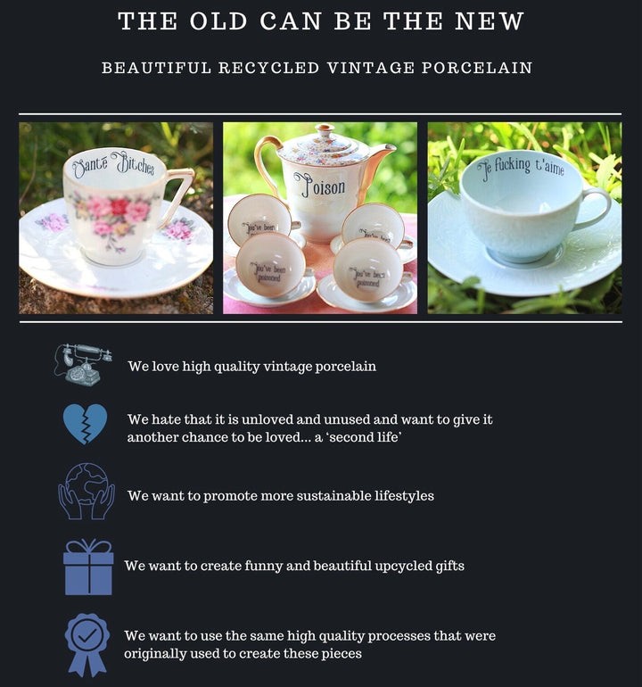 Grande tasse, Tasse amusante singe crétin, porcelaine vintage recyclée unique grossière