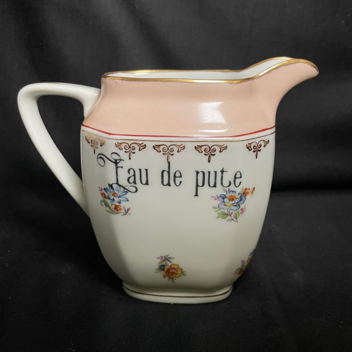 Eau de pute coffee set, Funny Unique Upcycled vintage French porcelaine gift