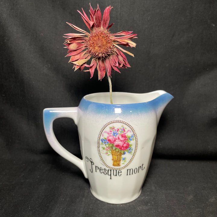 Funny French Bud Vase, Presque mort, Rude Tableware,Vintage porcelain gift