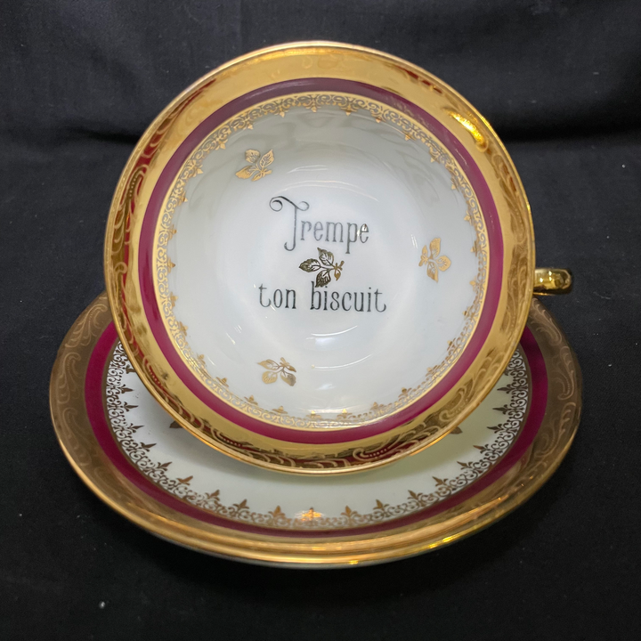 Trempe ton biscuit funny cup, rude upcycled vintage unique porcelain gift