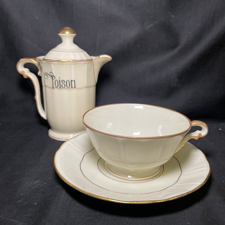 Poison coffee set, Funny Unique Upcycled vintage French porcelaine gift