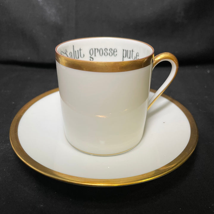 Tasse à expresso « Salut Grosse Pute », vulgaire, amusante, upcyclée, vintage, cadeau français unique