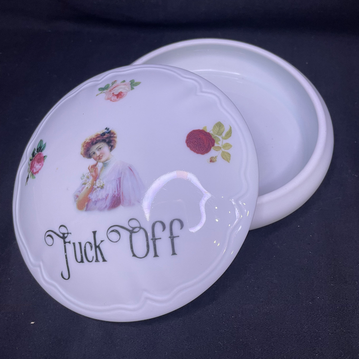 Fuck Off, Unique Funny Upcycled Vintage Drug Stash box apothecary gift