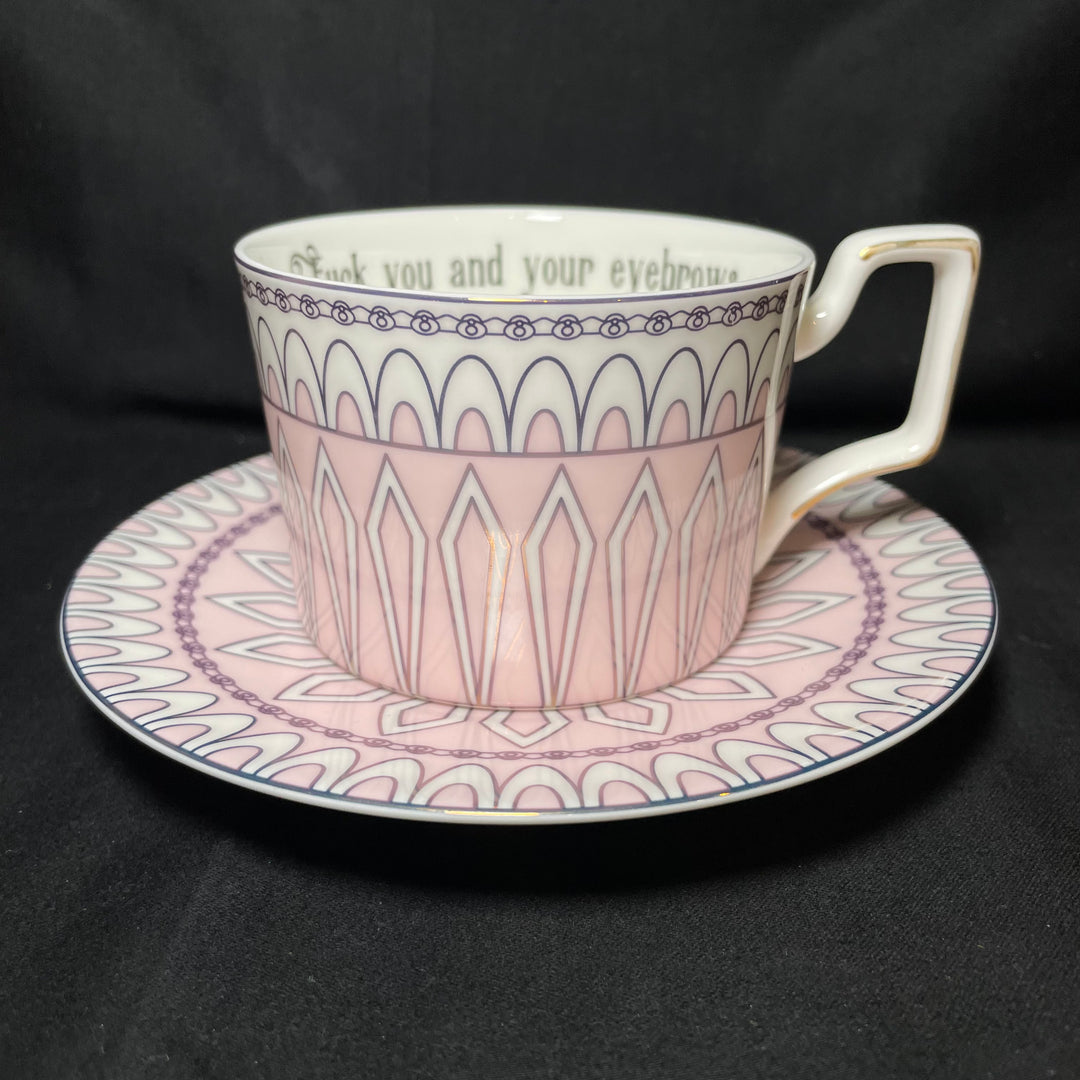 Va te faire foutre toi et tes sourcils, Tasse vulgaire, Cadeau en porcelaine vintage recyclée