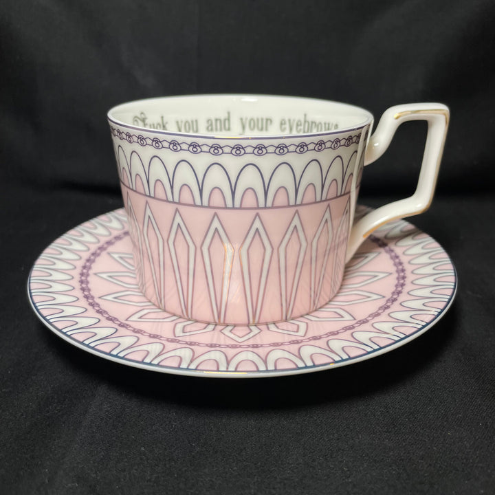 Va te faire foutre toi et tes sourcils, Tasse vulgaire, Cadeau en porcelaine vintage recyclée