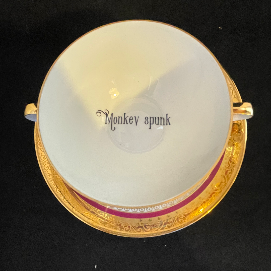 Grande tasse, Tasse amusante singe crétin, porcelaine vintage recyclée unique grossière