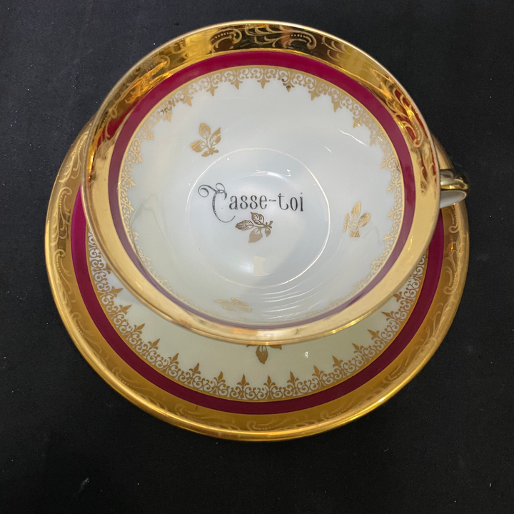 Vulgar tea / coffee cup,Casse toi ,Vintage Rude Unique Gift,Upcycled,Birthday