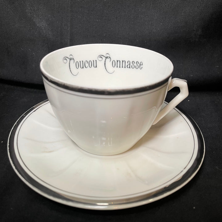 Rude Cup,Coucou Connasse ,Upcycled Unique Vintage coffee,insulte tasse