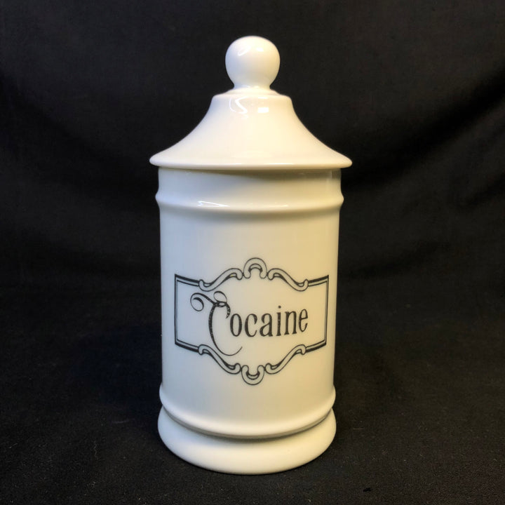 Cocaine vintage apothecary pharmacy jar, funny upcycled Limoges porcelain gift