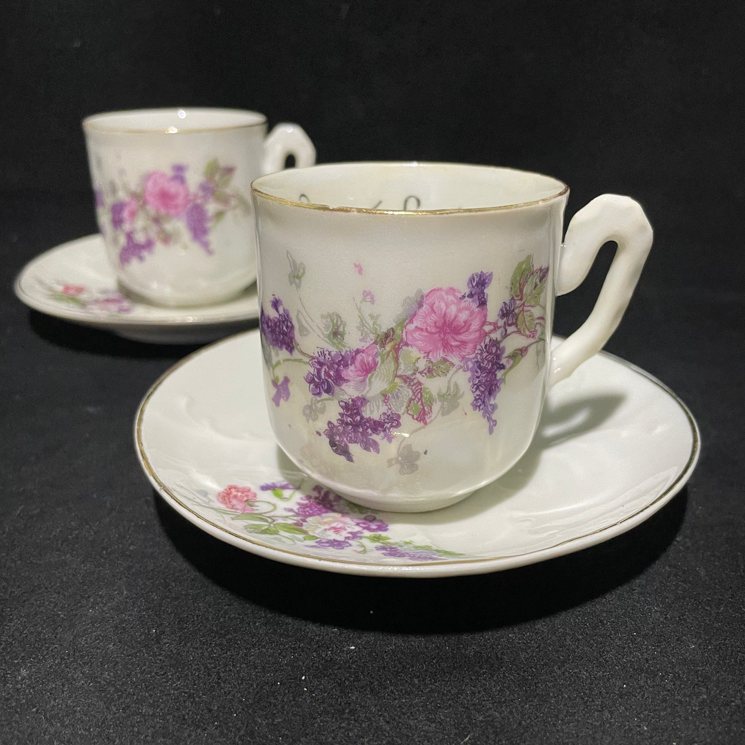 Suis tes rêves coffee set, Funny Unique Upcycled vintage French porcelain g