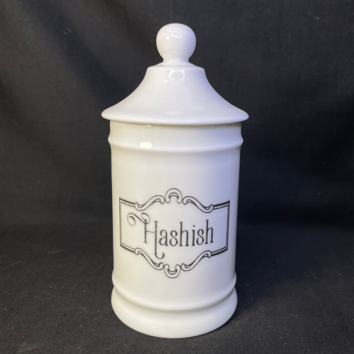 Hashish, vintage apothecary pharmacy jar, funny upcycled Limoges porcelin gift