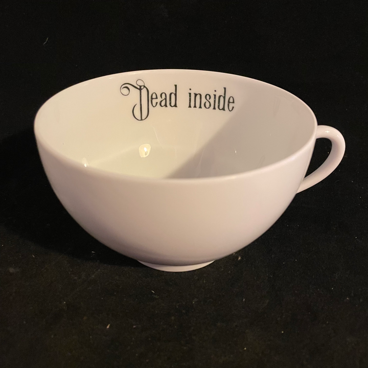 Dead inside, funny, vintage upcycled porcelain, tea / coffee cup,unique