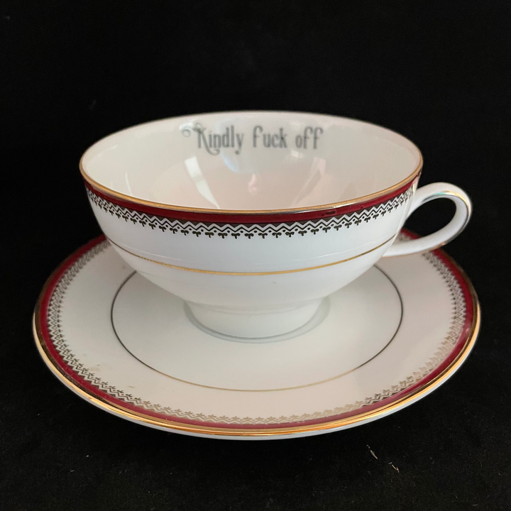 Fuck off set, Beautiful unique upcycled vintage French porcela