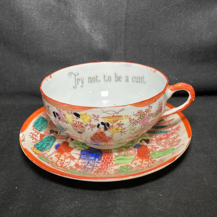 Essayez de ne pas être une salope, cadeau en porcelaine française vintage recyclé, drôle et unique