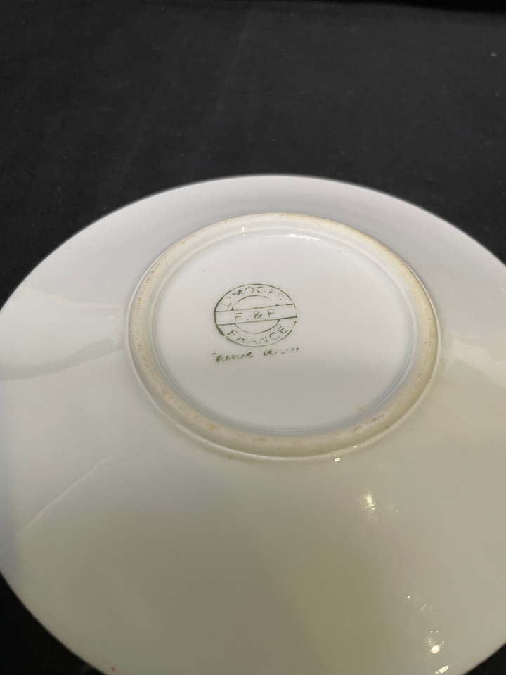 Two tea cups - Crache et Avale, Unique upcycled vintage french porcelain