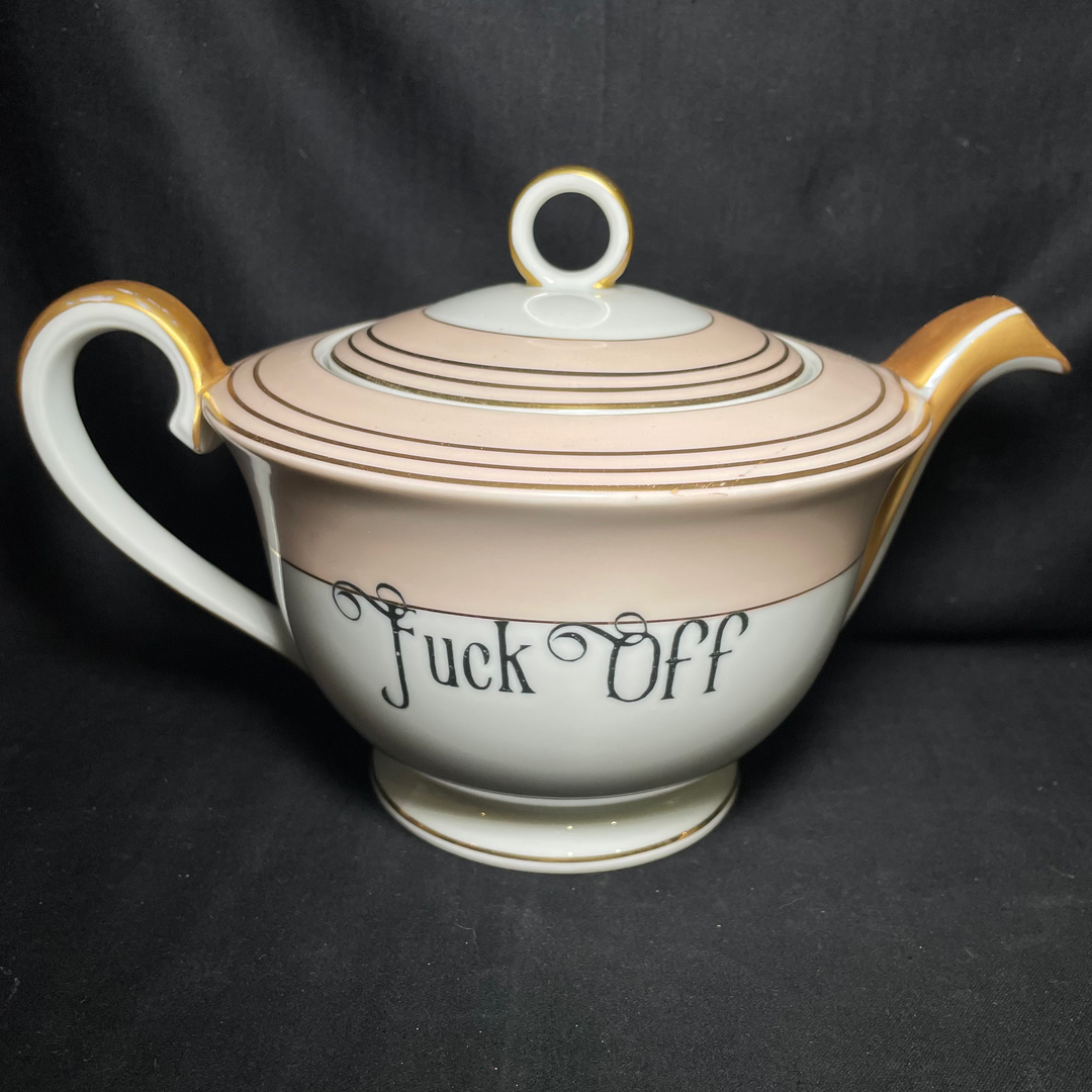 Service à thé / café "Va te faire foutre", Cadeau drôle et unique en porcelaine française vintage recyclée