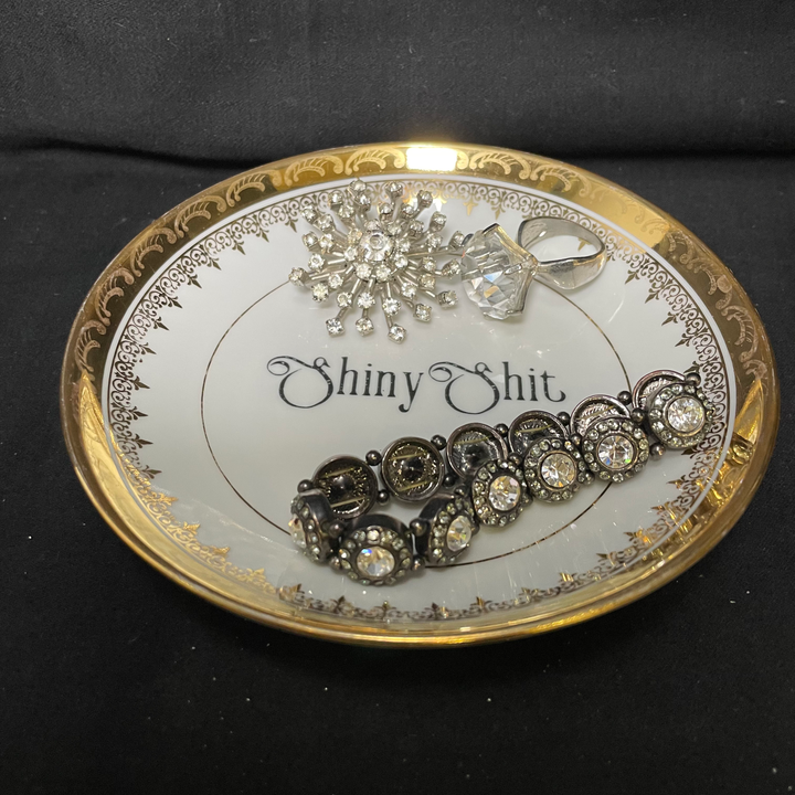 Shiny shit, Trinket Tray,Funny Upcycled Gift,Unique Vintage Jewel tray