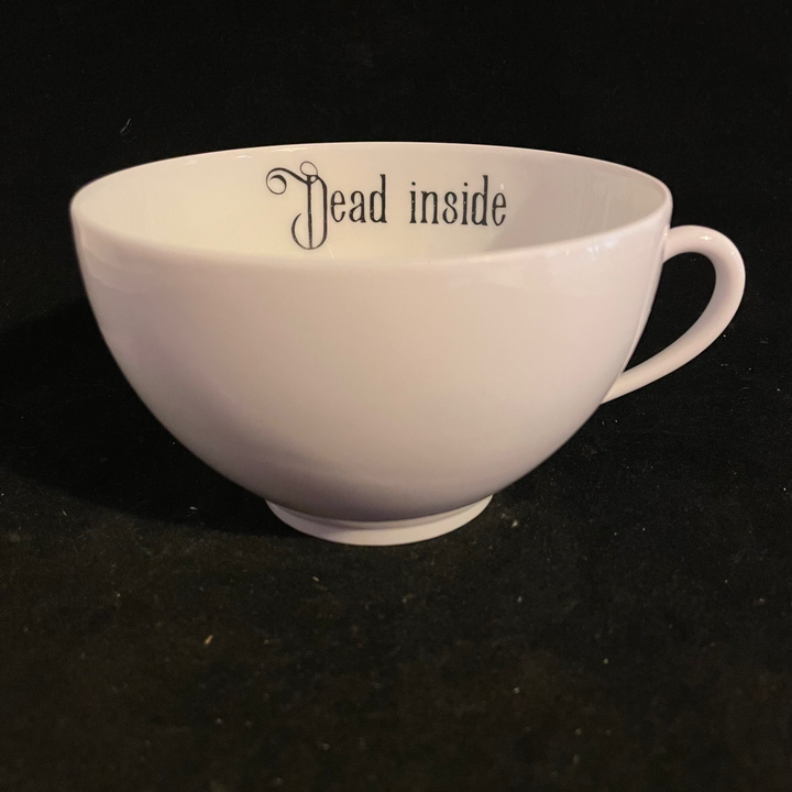 Dead inside, funny, vintage upcycled porcelain, tea / coffee cup,unique