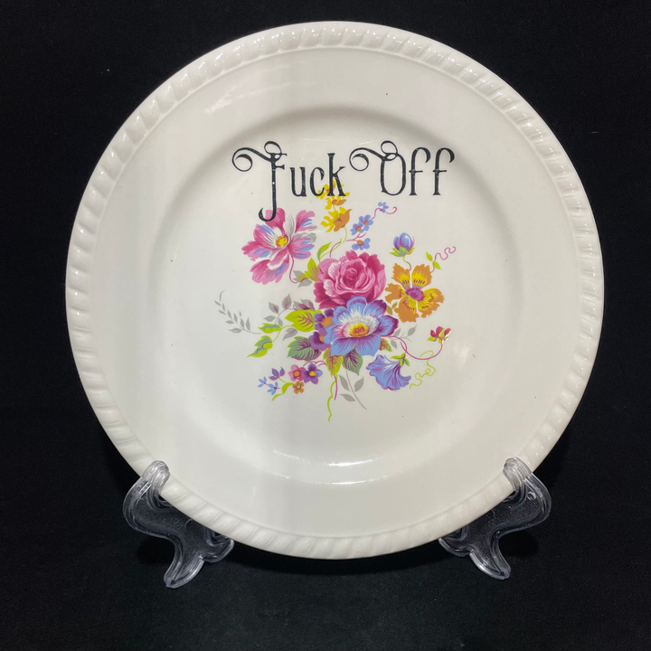 Fuck off , Unique Wall Art,Kitsch, vintage unique Limoges porcela