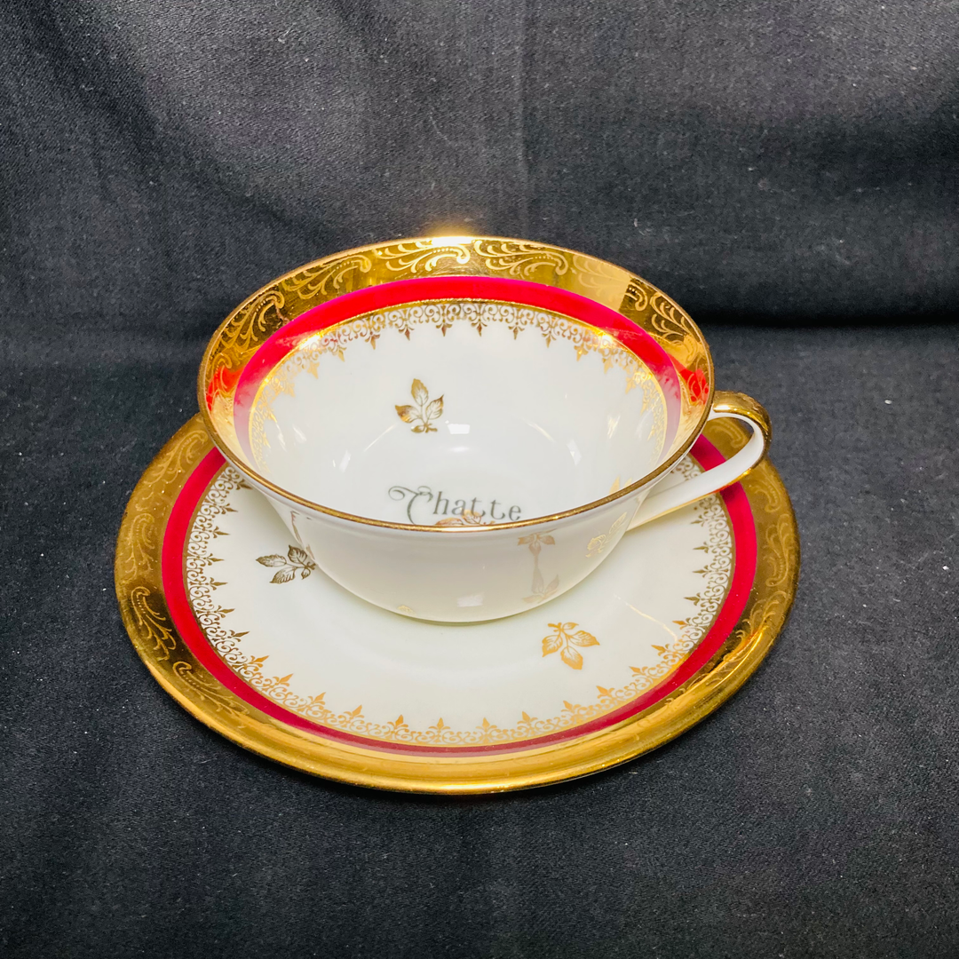 Chatte à Mireille, porcelaine française vintage unique, détournée et amusante