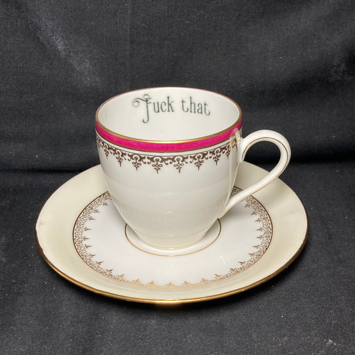 Service à café expresso "Va te faire foutre", Cadeau unique en porcelaine française vintage recyclée