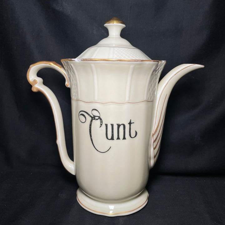 Funny Tea Pot, Cunt, Vintage French Tea Party,Upcycled Gift,lgbtq,bridal, gift