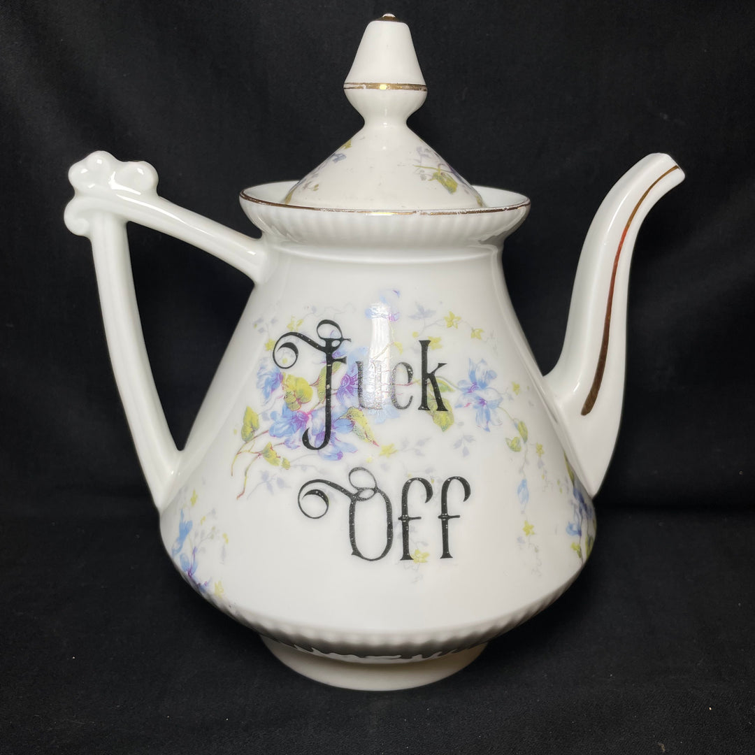 Fuck Off tea set,Unique upcycled French vintage porcelain, funny rude gift