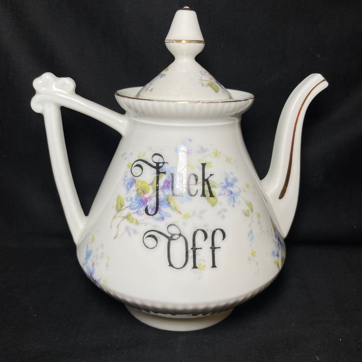 Fuck Off tea set,Unique upcycled French vintage porcelain, funny rude gift