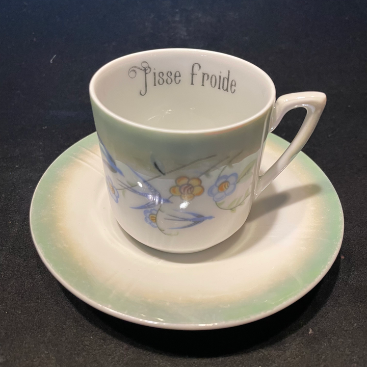 Pisse Froide vulgar tea cup, funny upcycled vintage unique porcelain