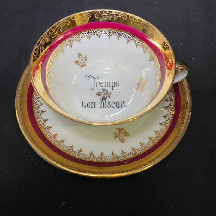 Trempe ton biscuit funny cup, rude upcycled vintage unique porcelain gift