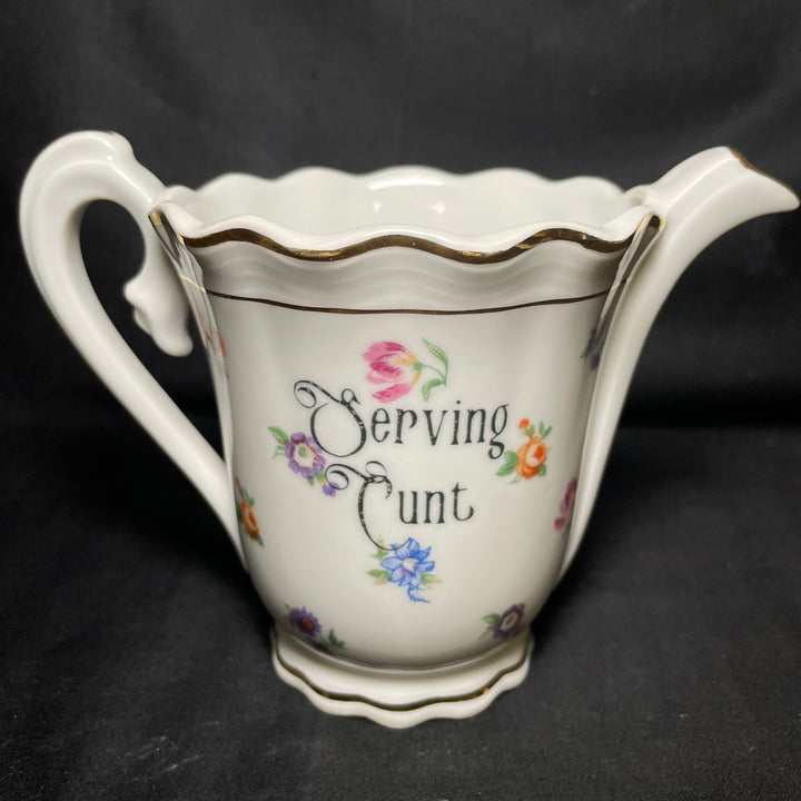 Serving Cunt, funny vintage upcycled porcelain jug Durrant Dove