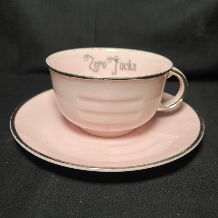 Zero Fucks vulgar funny upcycled vintage unique French porcelain gift