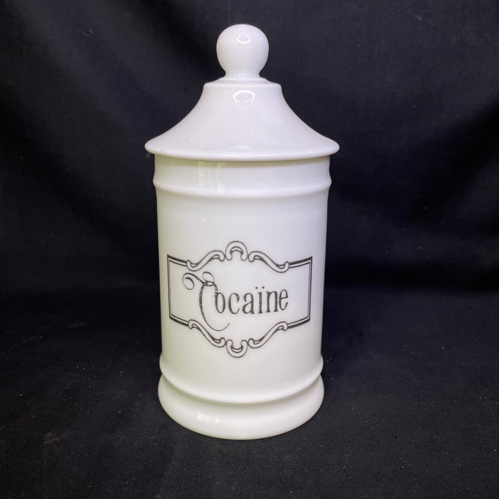 Pot de pharmacie vintage de cocaïne, cadeau humoristique en porcelaine de Limoges recyclée