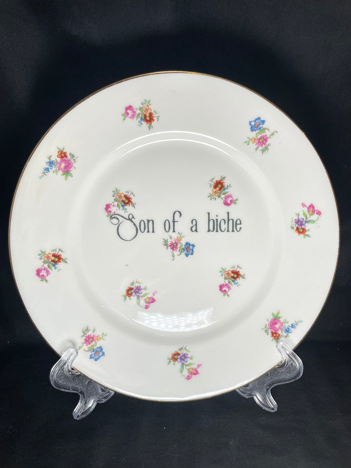 Son of a biche, Wall Art,Kitsch,lgbtq, vintage french porcelain plate